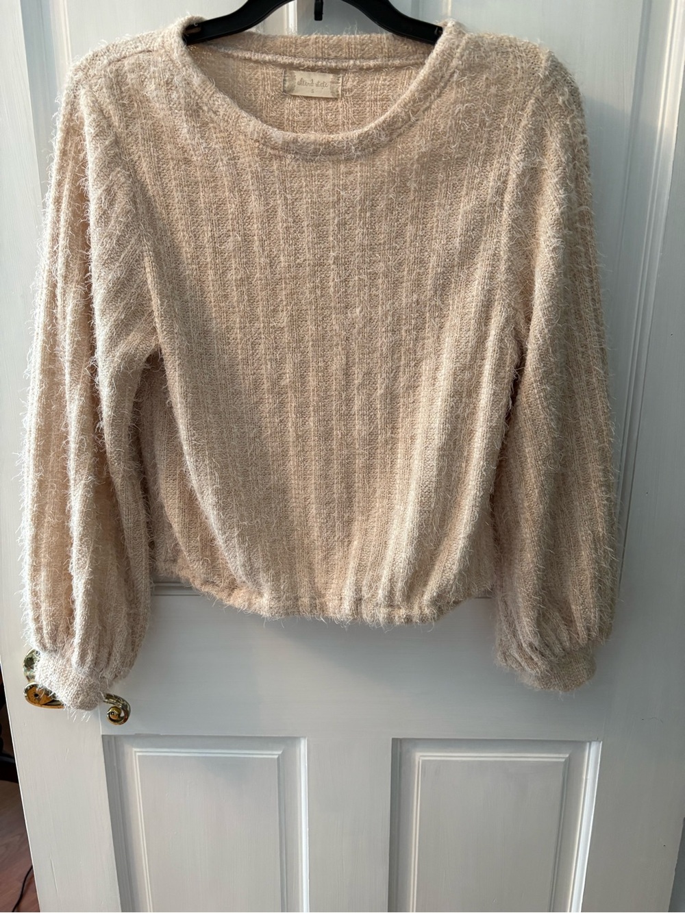 Altar'd State Cream Fuzzy Crewneck Sweater